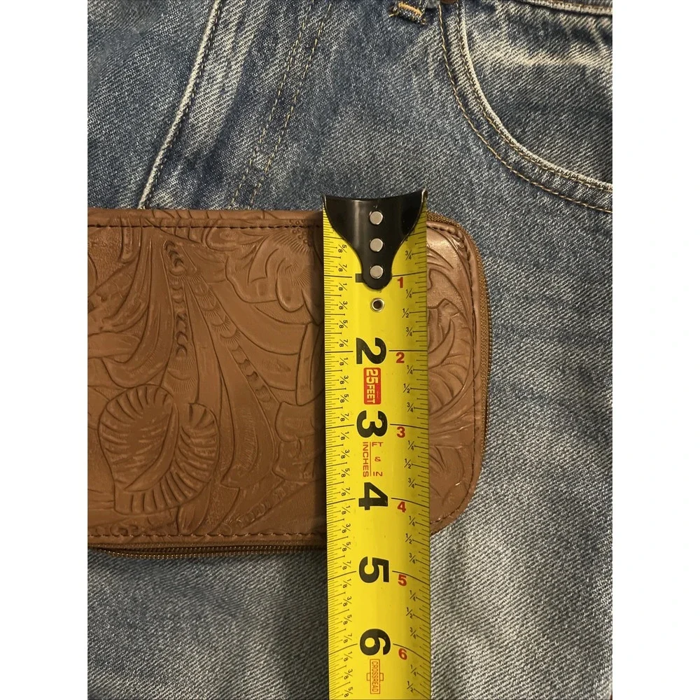 NWT New‎ Justin Western Tool Brown Leather Jewelry Organizer Wallet Zipper Close